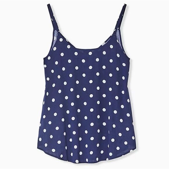 Torrid AVA - NAVY POLKA DOT STRETCH WOVEN CAMIPlus Size Women's Size 4 4X.Armpi - Picture 2 of 5
